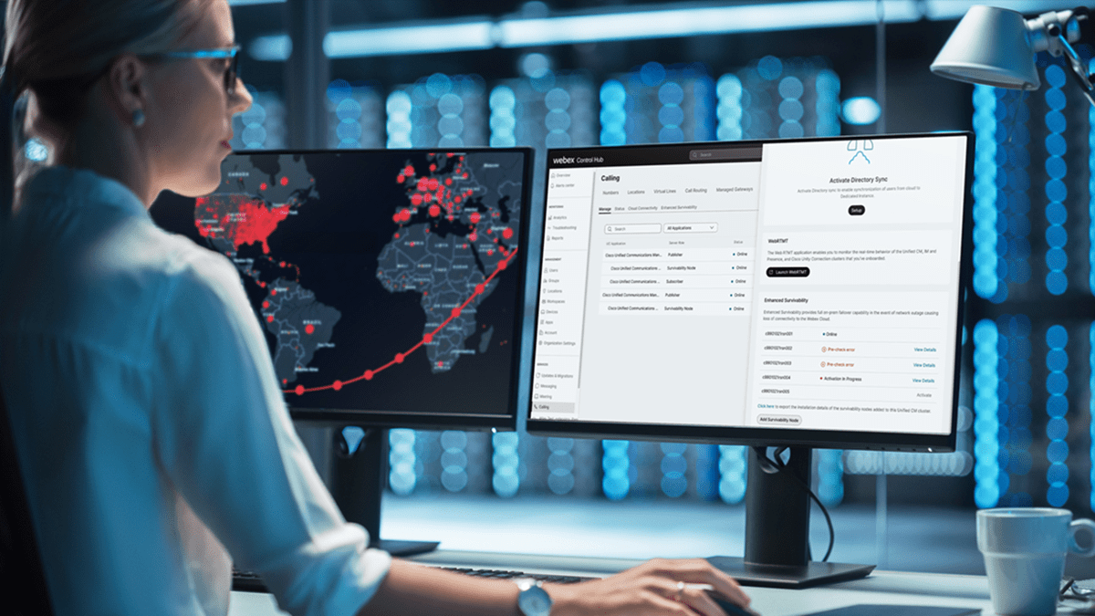 Webex Calling includes dynamic traffic routing, real-time monitoring, and built-in disaster recovery to ensure that calls remain clear and uninterrupted.