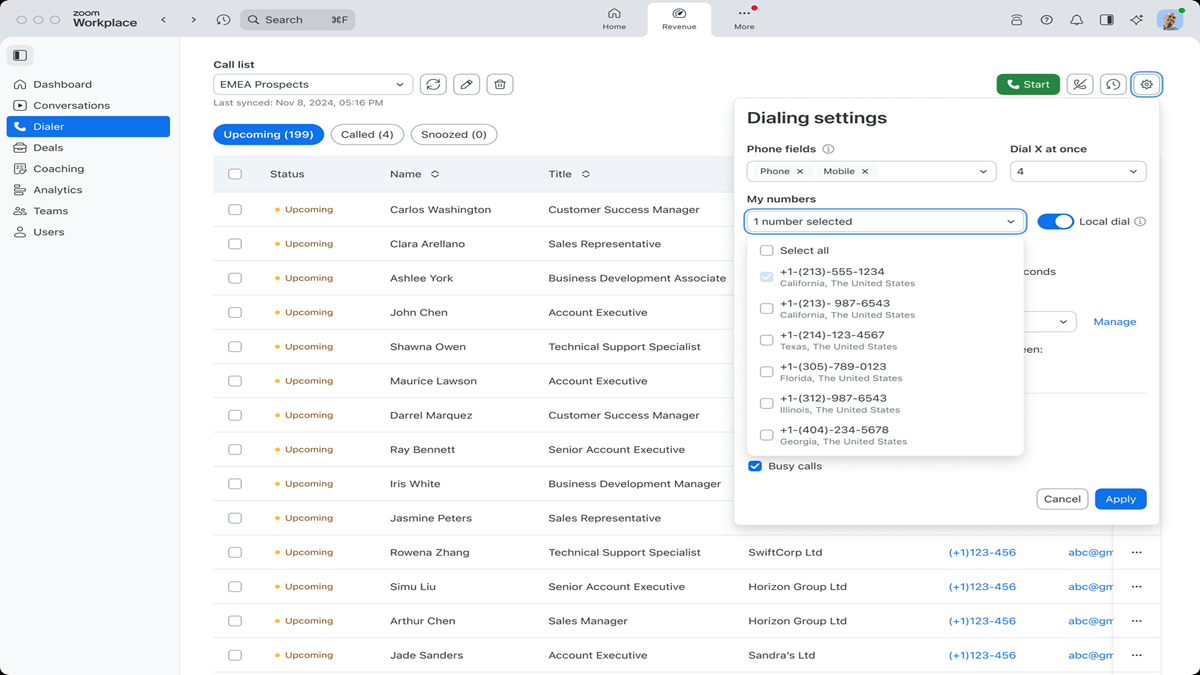 Interface of Zoom Workplace featuring the new AI-first dialer