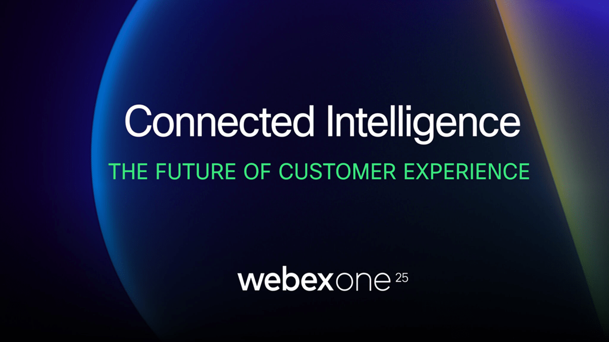 The WebexOne 2025 logo under the text “Connected Intelligence: THE FUTURE OF CUSTOMER EXPERIENCE”