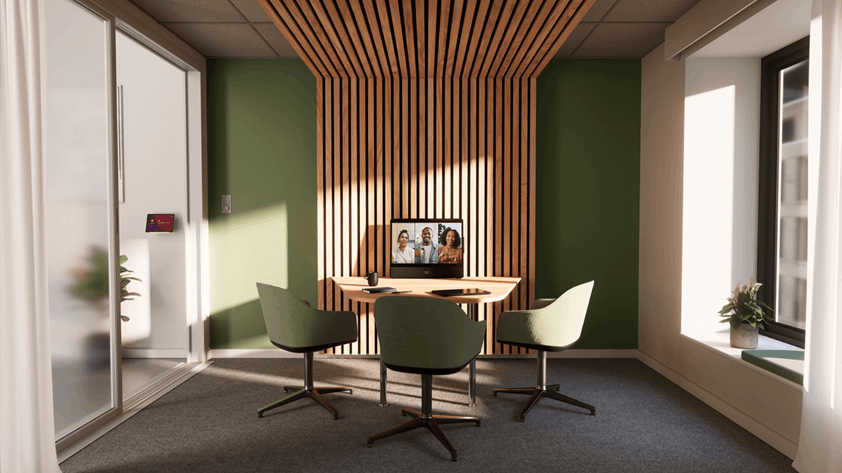 The Cisco Desk Pro G2 in a small huddle space designed for video collaboration