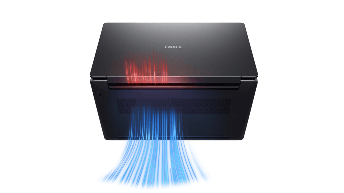 Dell Pro 5 airflow system illustration showing thermal cooling design