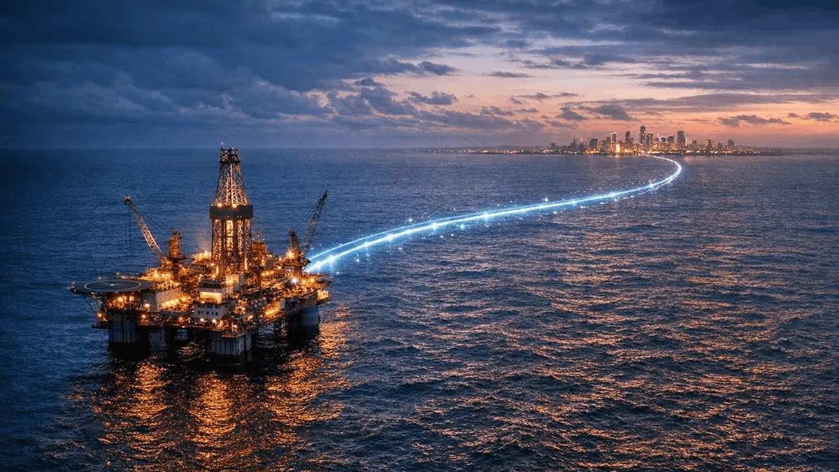 Offshore platform connected to a remote control center through secure network infrastructure