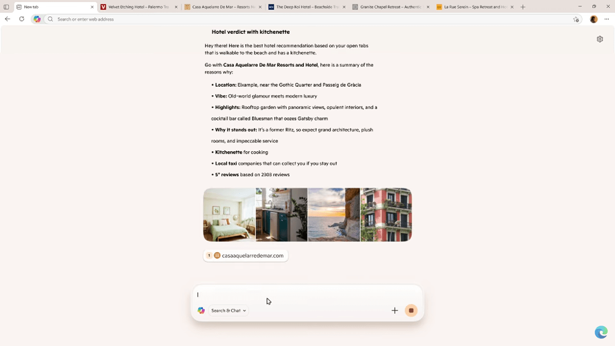 Screenshot of Copilot accessing open tabs to understand the full context of a user’s browsing session
