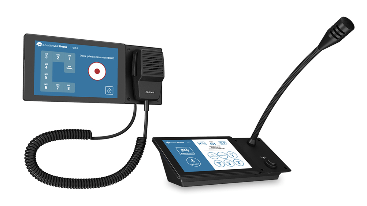 The Q-SYS PS-TSCG3 Touchscreen Paging Station, combined with the TSC-70-G3 touchscreen and Q-SYS control engine, supports paging across various sectors.