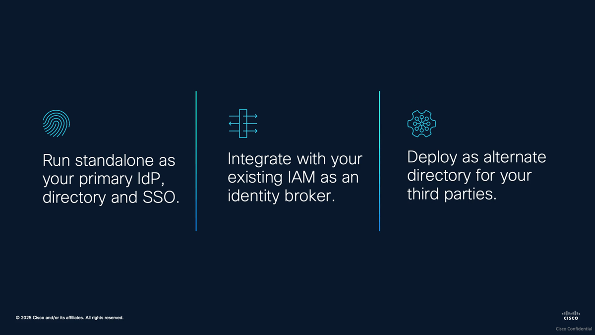 Cisco Duo IAM emphasizes flexibility, enabling seamless integration with existing identity systems to support Zero Trust security frameworks.