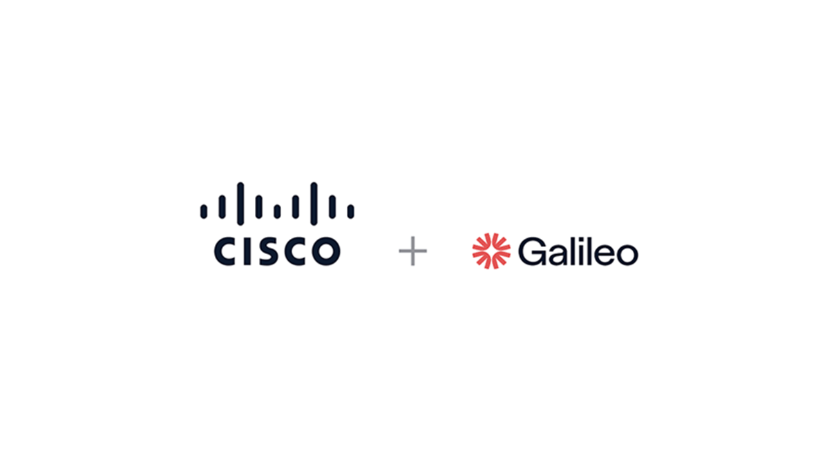 Cisco and Galileo logos displayed side by side, illustrating Cisco’s planned acquisition of Galileo