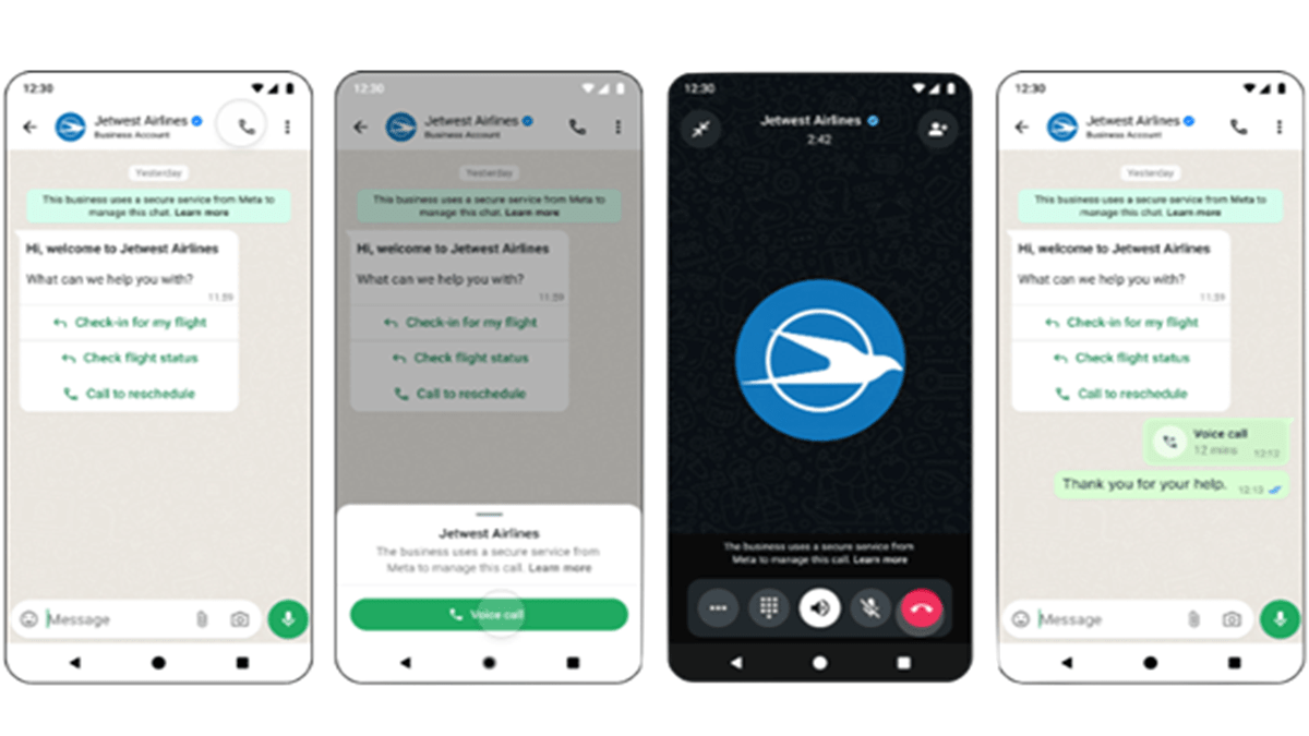 WhatsApp Business Calling key features, including verified business name and logo, messaging and voice calls, Twilio Voice tools connection, rich media support and more