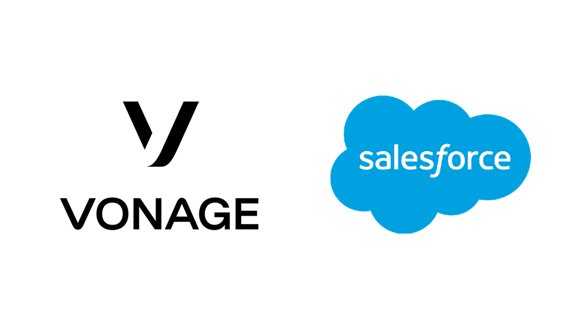 Vonage and Salesforce’s logos over a white background