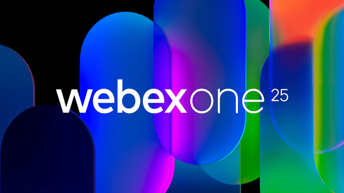 WebexOne 25 event logo with colorful abstract shapes in the background