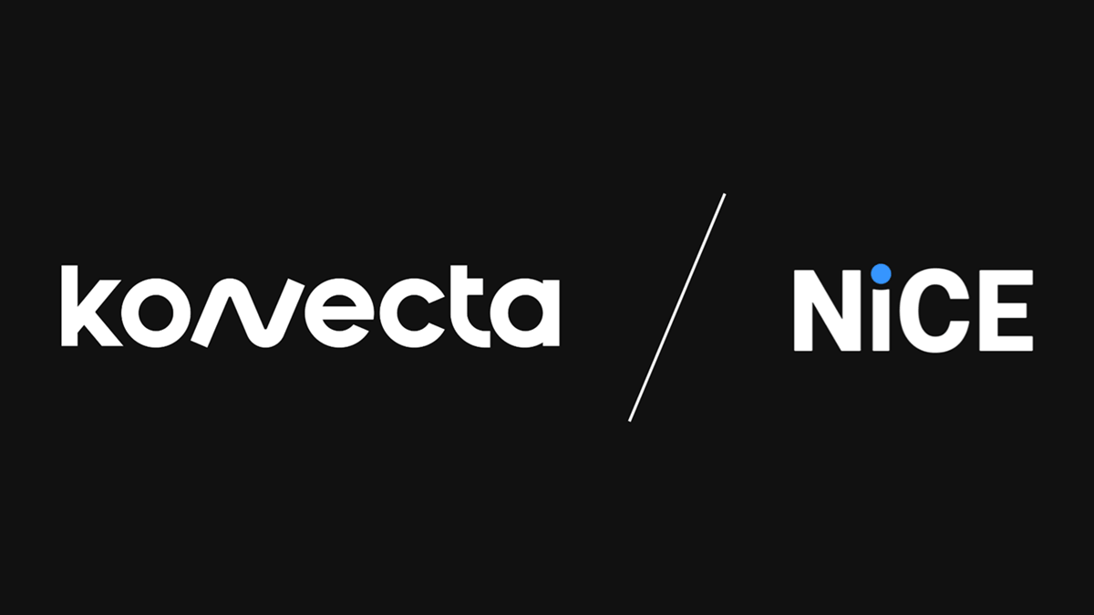 Konecta and NiCE’s logos on a black background