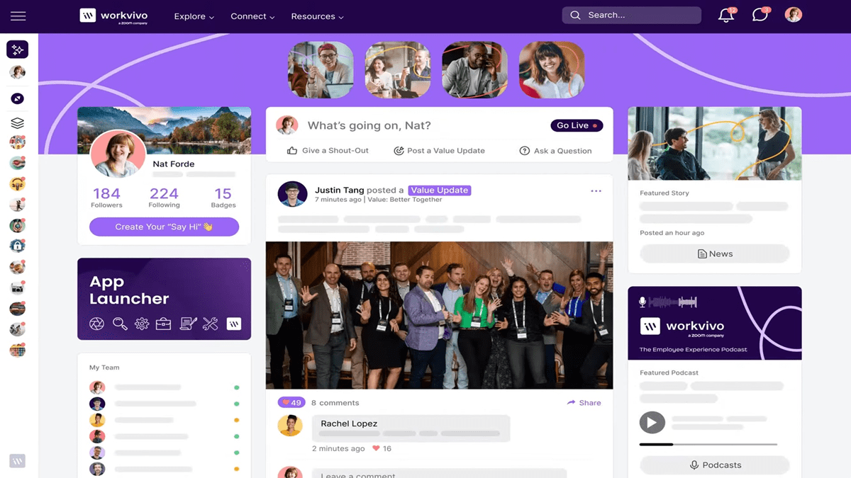 Workvivo’s Employee Experience Platform combines internal communication, engagement, recognition, intranet and measurement for an elevated employee experience.