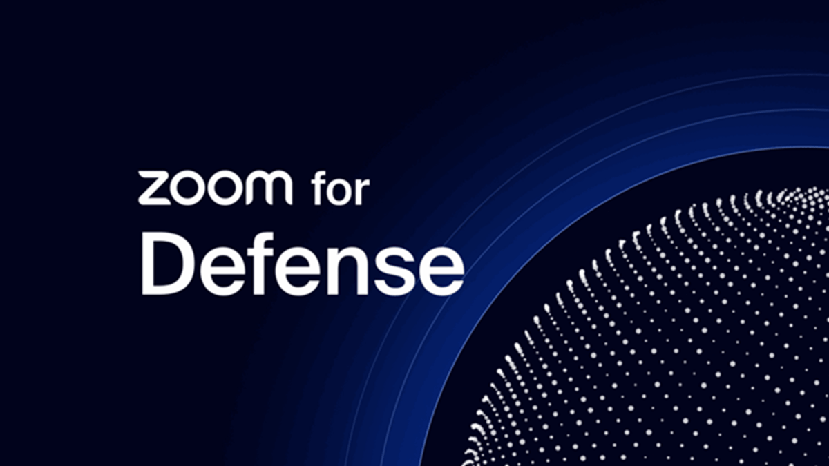 Zoom for Defense logo over a dark blue background