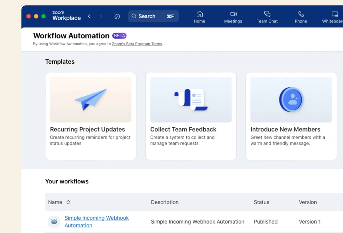 Zoom Workflow Automation allows users to increase efficiency and reduce time spent on routine tasks.