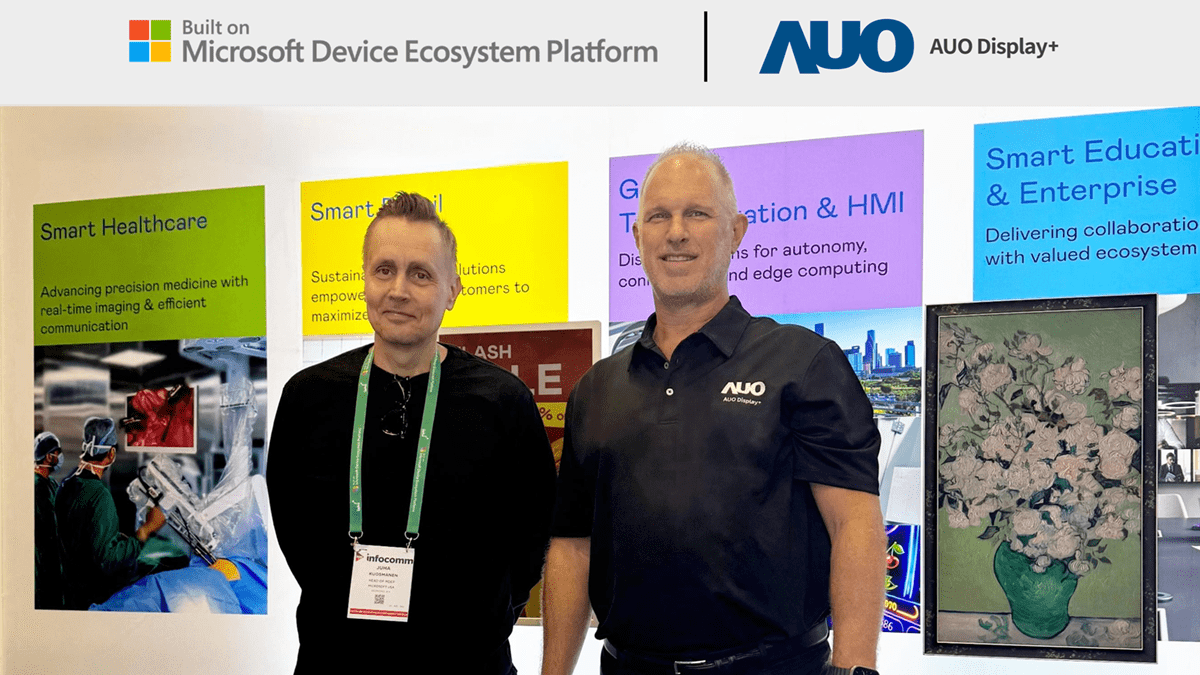 Juha Kuosmanen, Head of MDEP, with Scott Hix, CMO and GM of Smart Education and Enterprise Business Group at AUO Display Plus