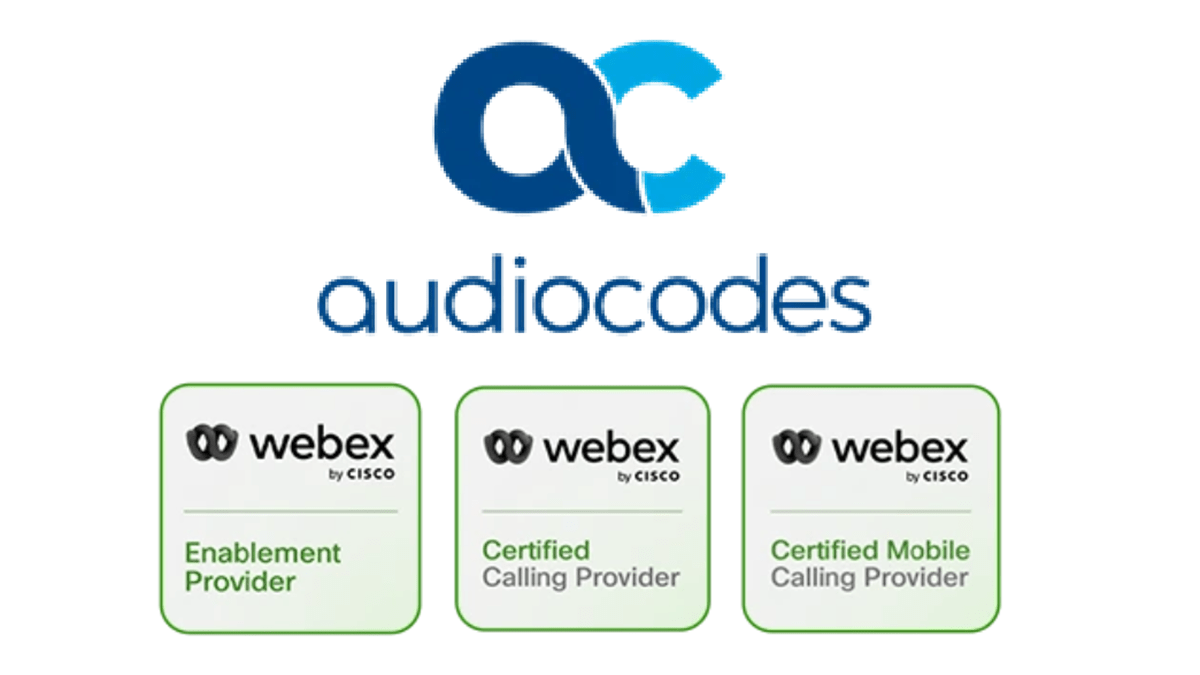 The AudioCodes logo placed above each of the company’s Webex Calling certifications