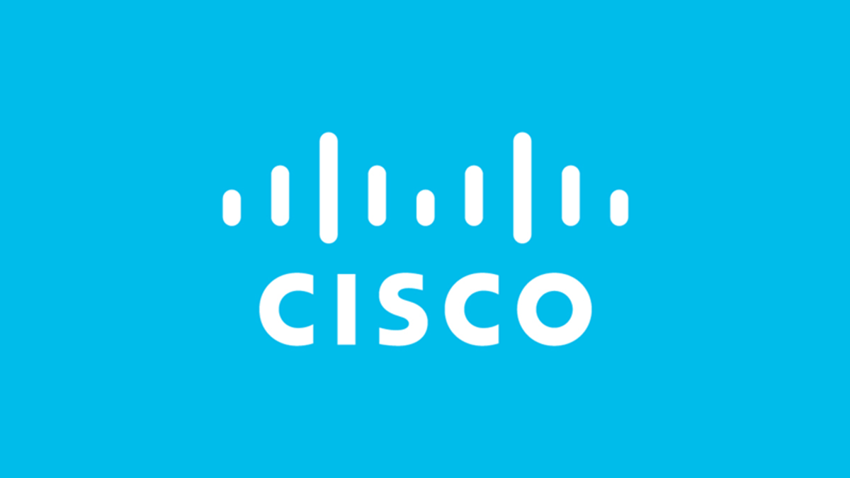 Cisco’s logo over a light blue background