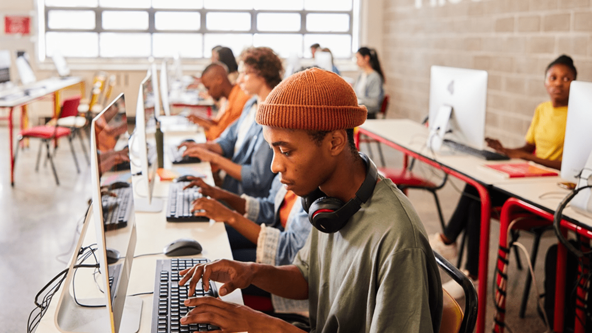 Students using GoTo Connect for Education through their designated computers