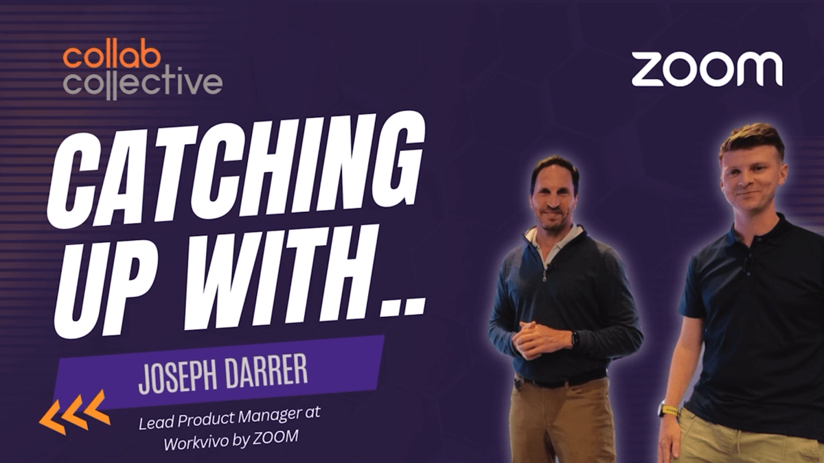 Craig Durr chats with Joe Darrer, Lead Product Manager at Workvivo by Zoom, during Zoom Perspectives at the Zoom Experience Center in San Jose, CA