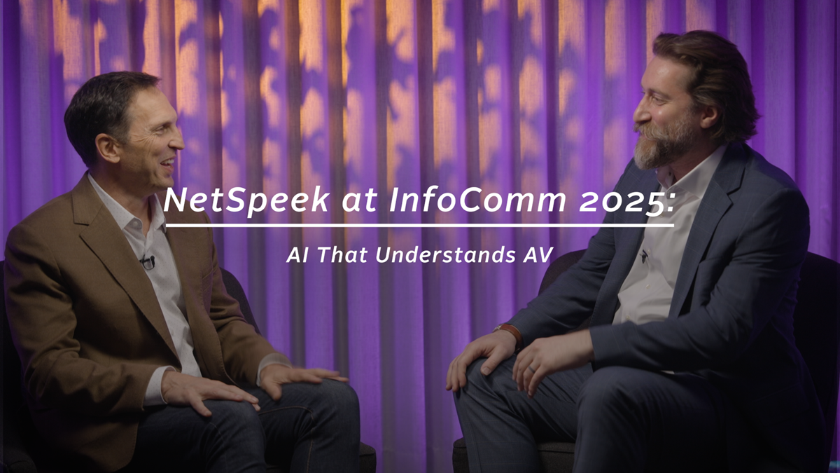 Craig Durr talks with Erik DeGiorgi, CEO of NetSpeek, from the floor of InfoComm 2025