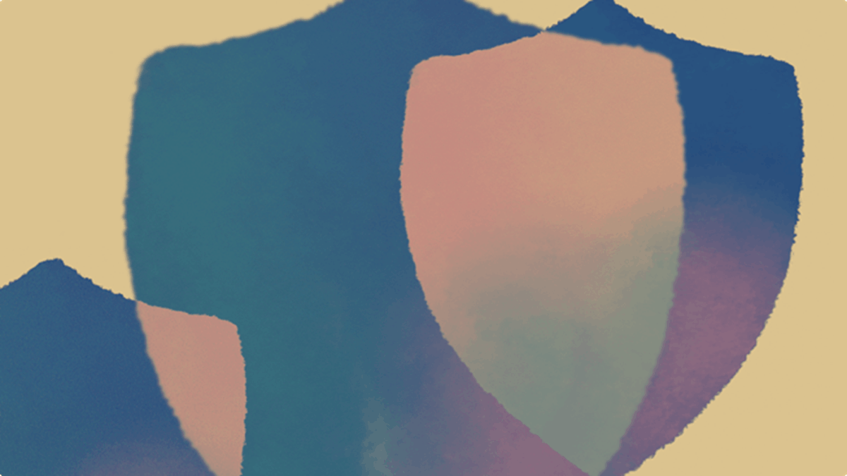 Abstract shield illustration representing AI-powered cybersecurity and software vulnerability protection