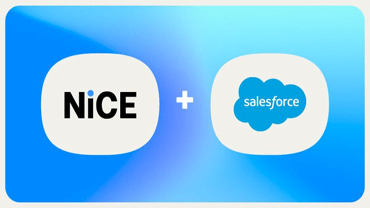 NiCE and Salesforce’s logos over a blue background