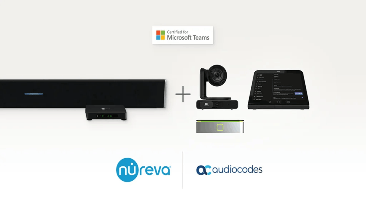 Nureva HDL310 audio system paired with AudioCodes conferencing equipment for Microsoft Teams Rooms
