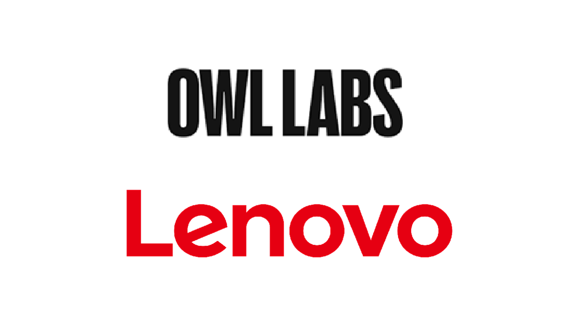 Owl Labs and Lenovo’s logos over a white background