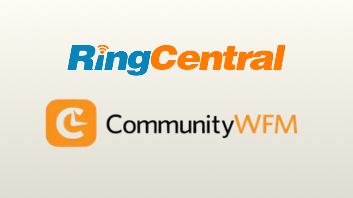 RingCentral and CommunityWFM’s logos over a gradient white and gray background
