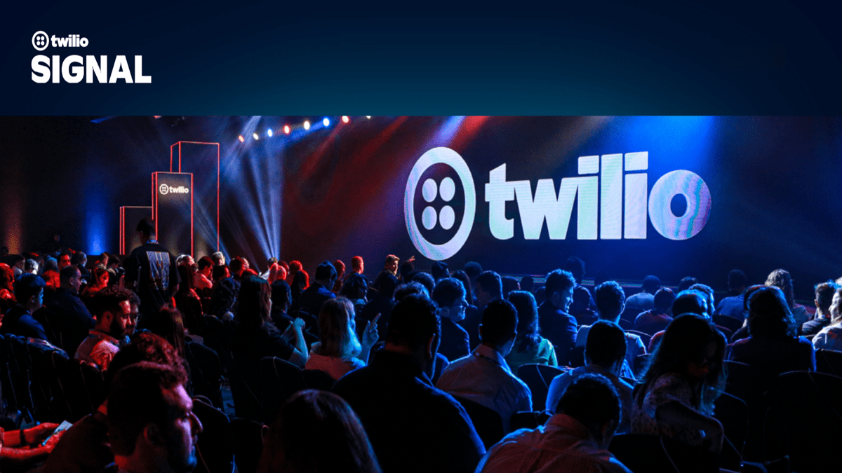 An audience in front of the stage anticipating the start of Twilio SIGNAL