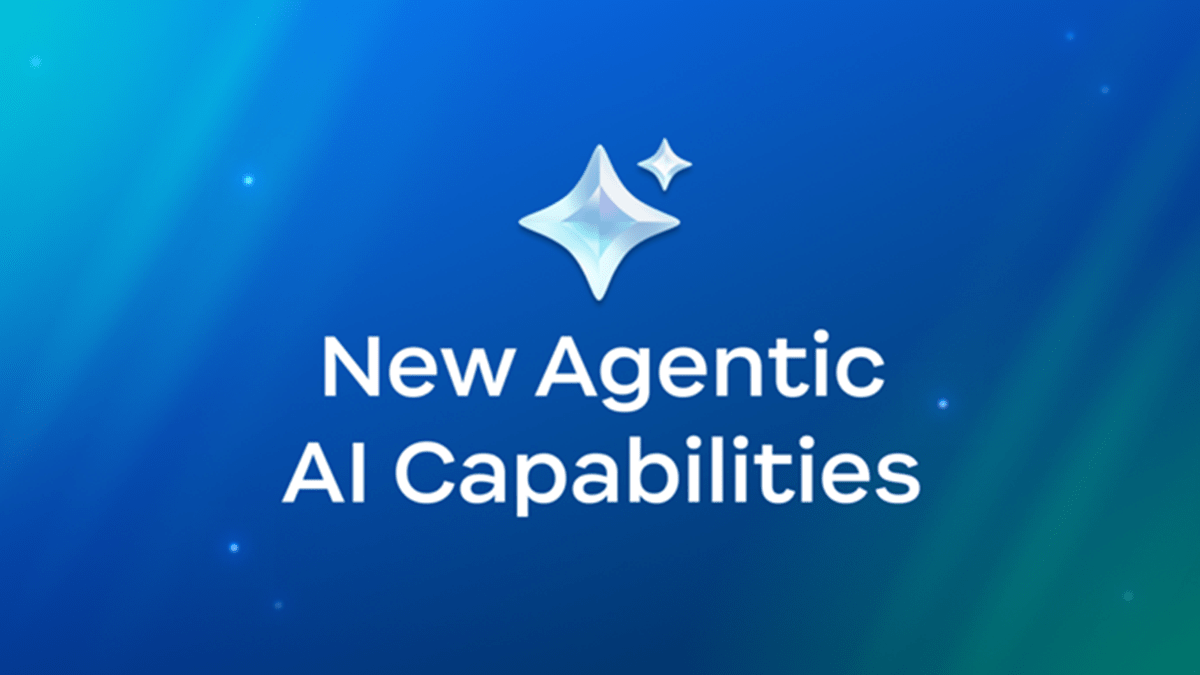 The text “New Agentic AI Capabilities” displayed over a blue background